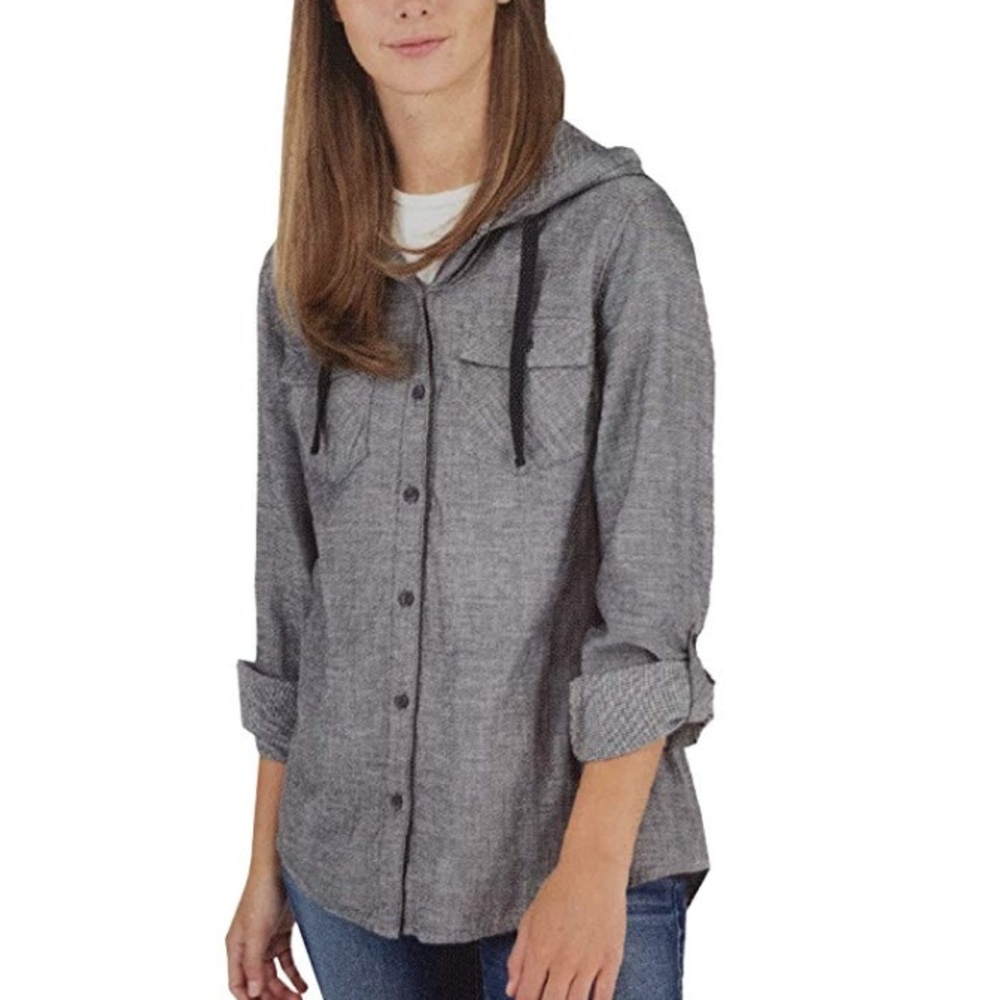 Boston Traders - Women’s Hooded Button-Up Shirt Jacket